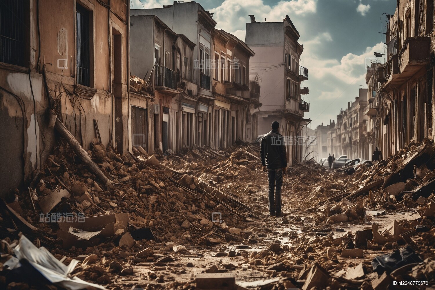 废墟中的孤独行走主题