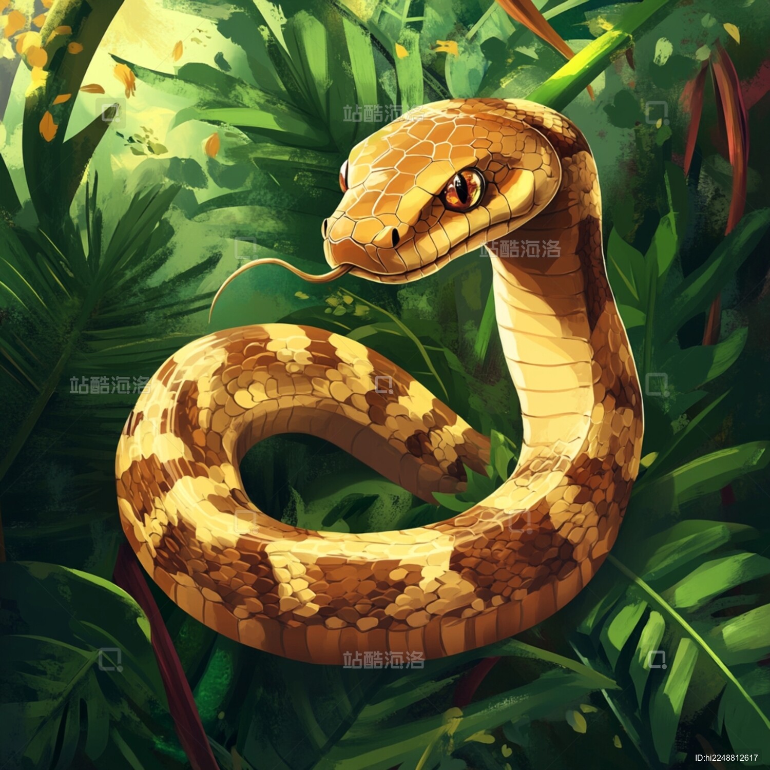 灵动缠绕的蛇之生态壁纸与插画艺术