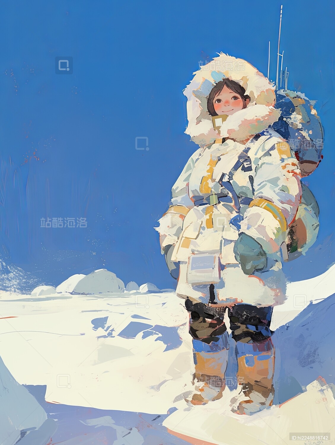 南北极冰川插画