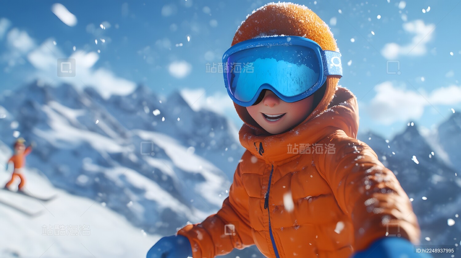 3D卡通人物滑雪场景