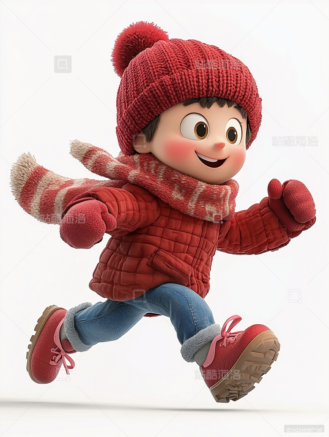 冬天服饰的男生立体插画