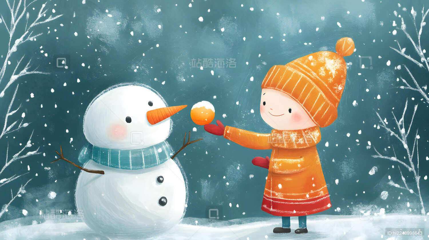 冬天雪花卡通插画