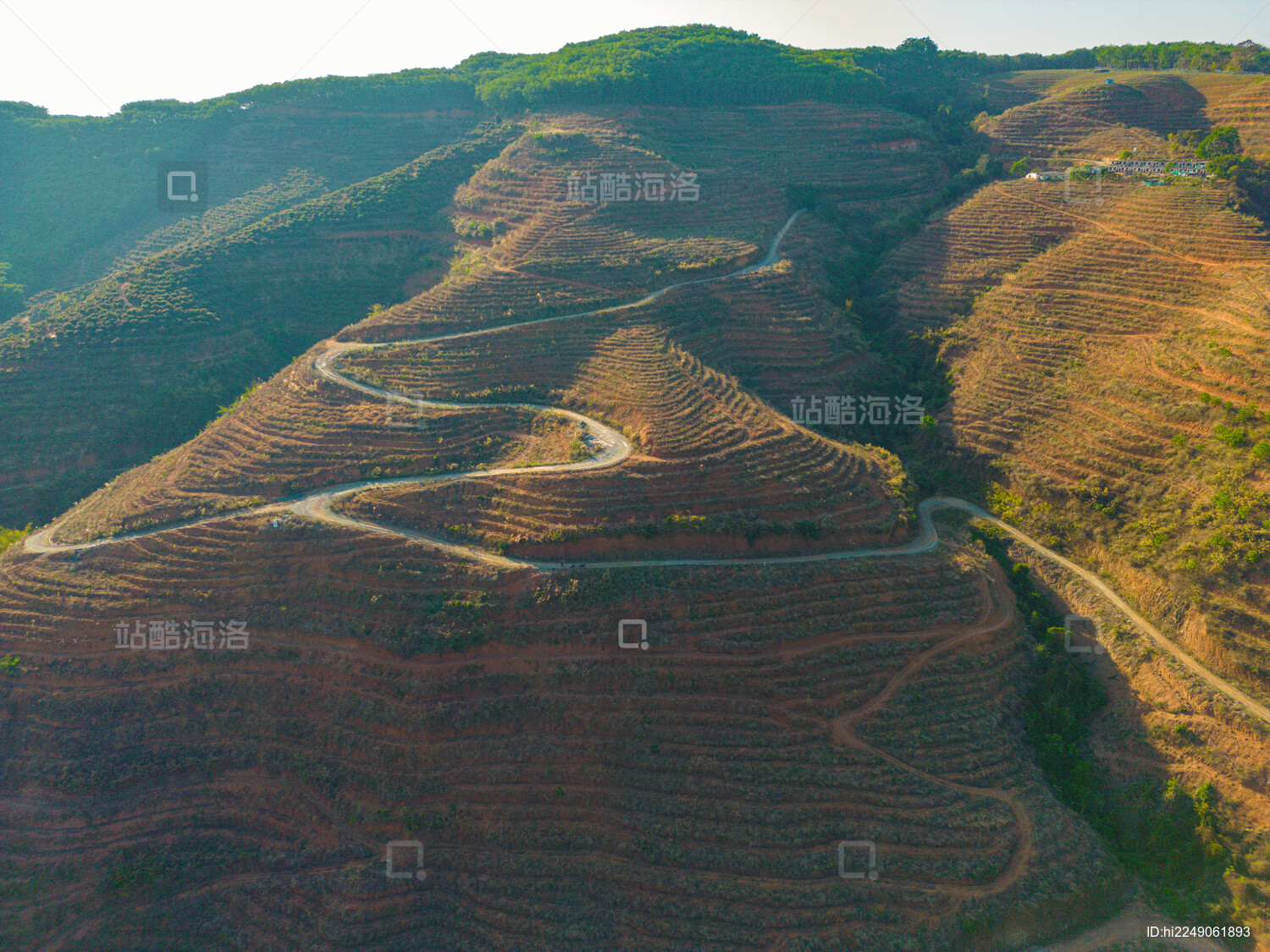 航拍山间盘旋公路
