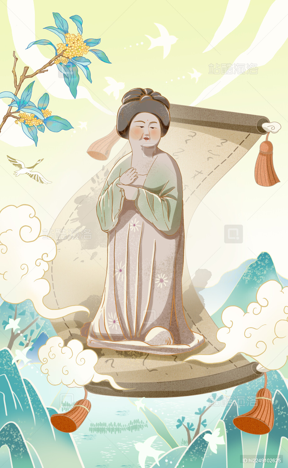 唐朝仕女陶俑插画