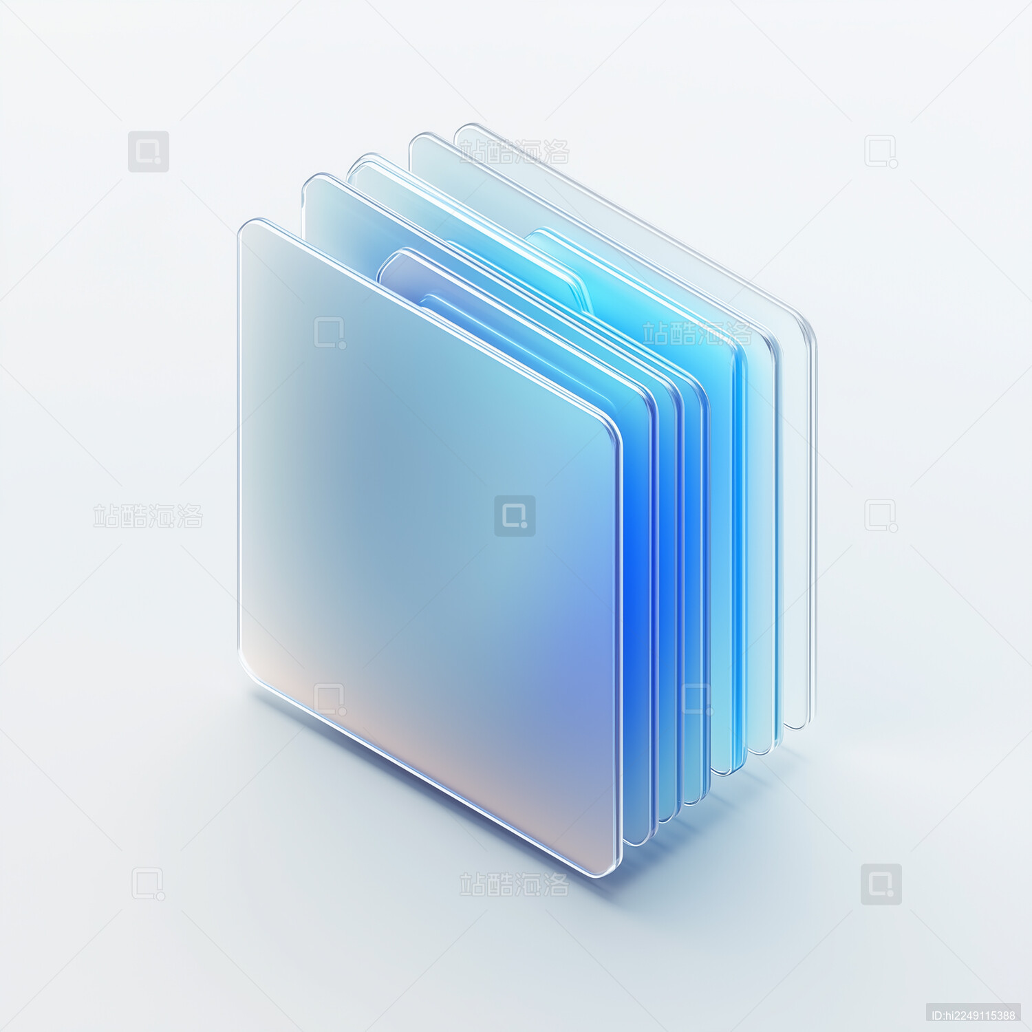 科技蓝色3D毛玻璃质感图标