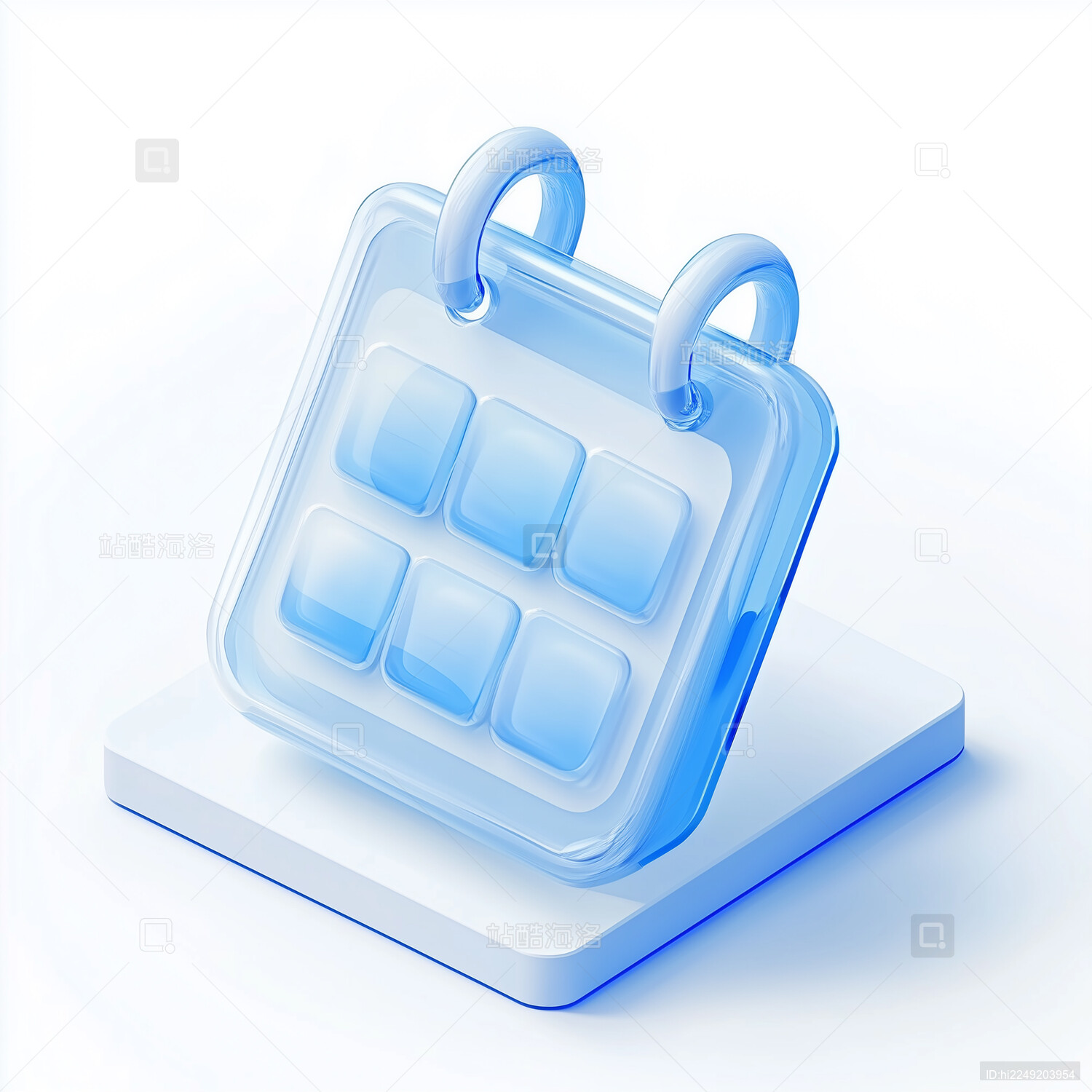 科技蓝色3D毛玻璃质感图标