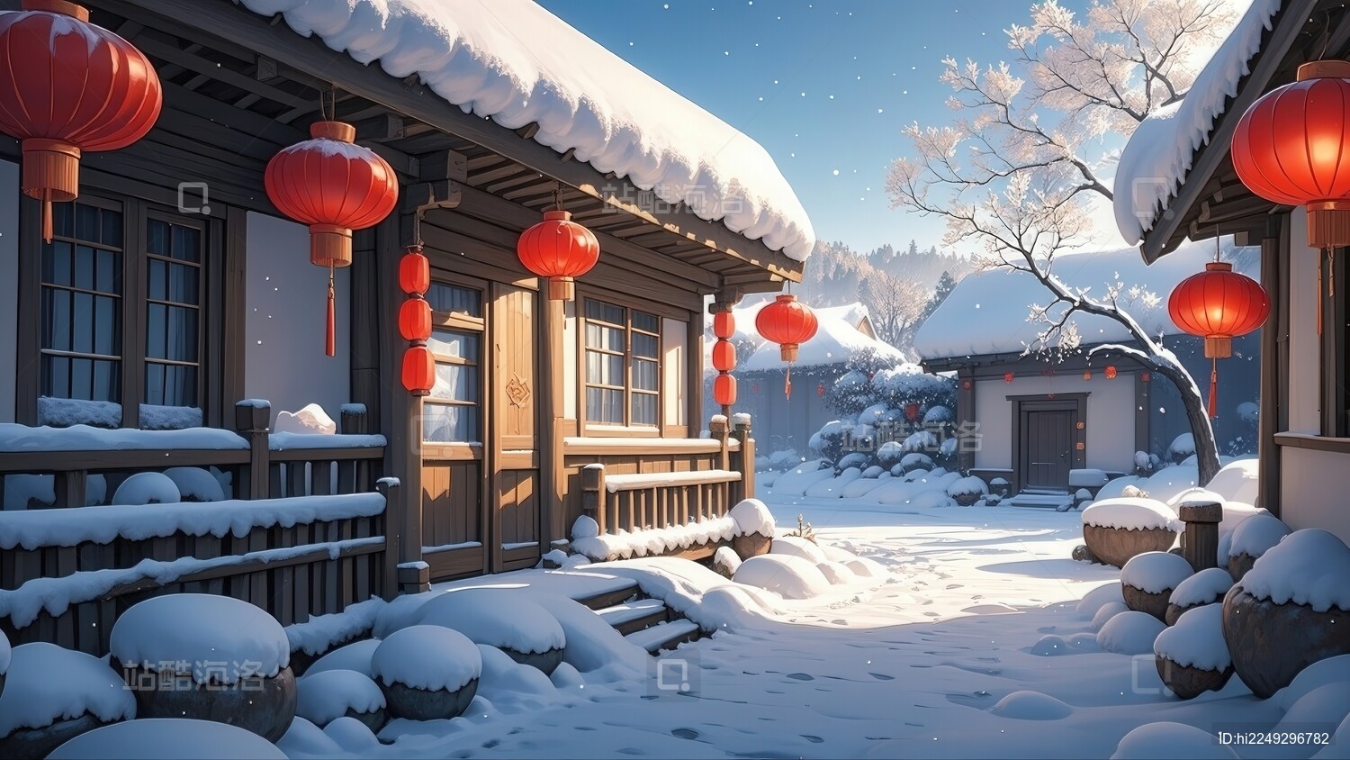 雪中祥和的中国村庄