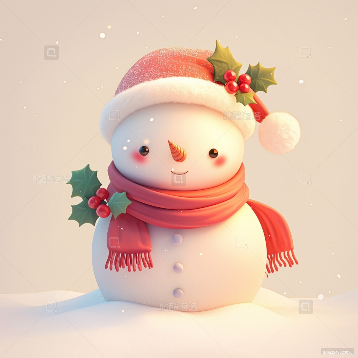 冬日小雪人卡通可爱插画扁平贴纸