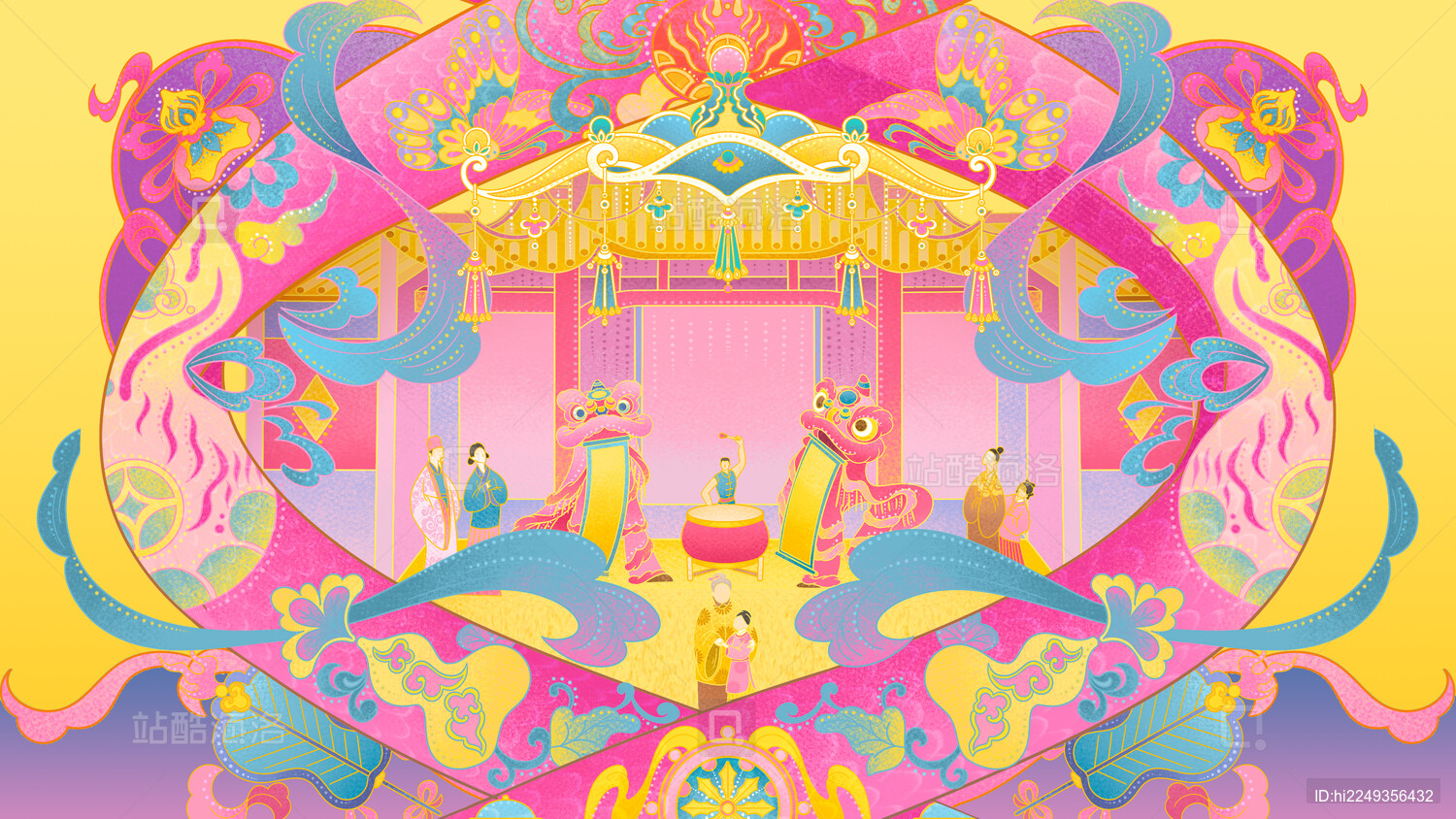 蛇年传统纹样插画