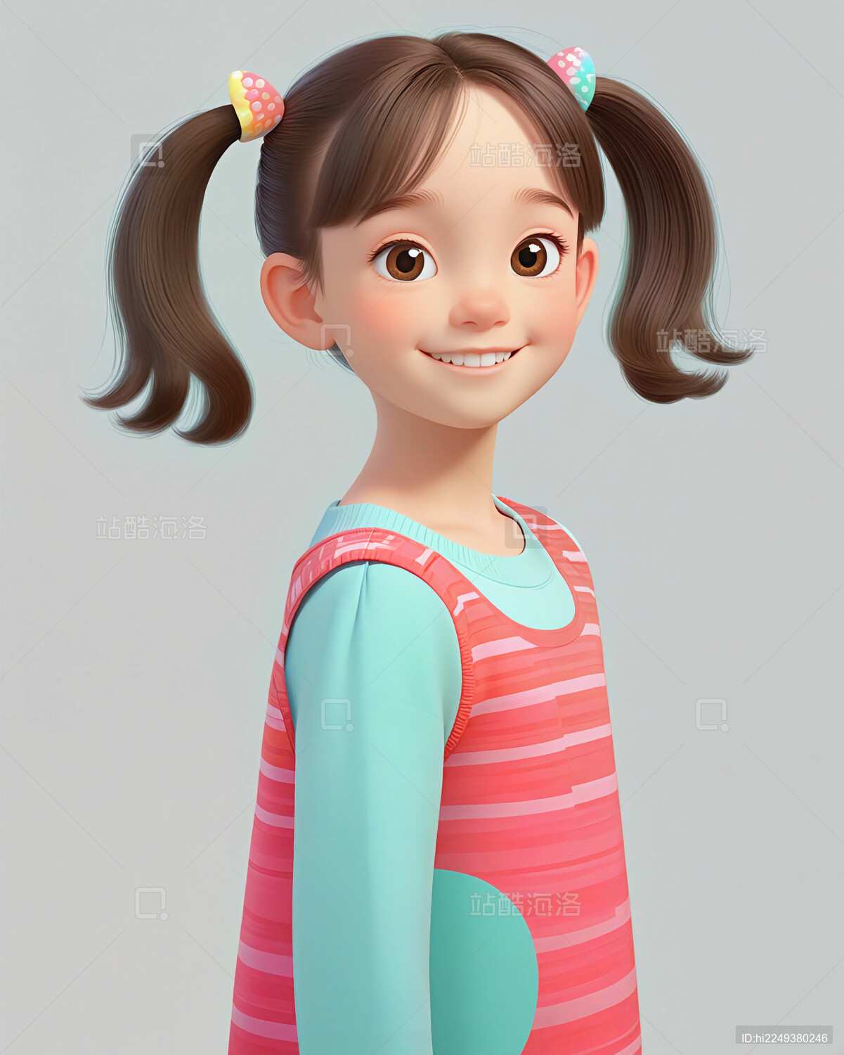 3d 渲染的卡通女童模特
