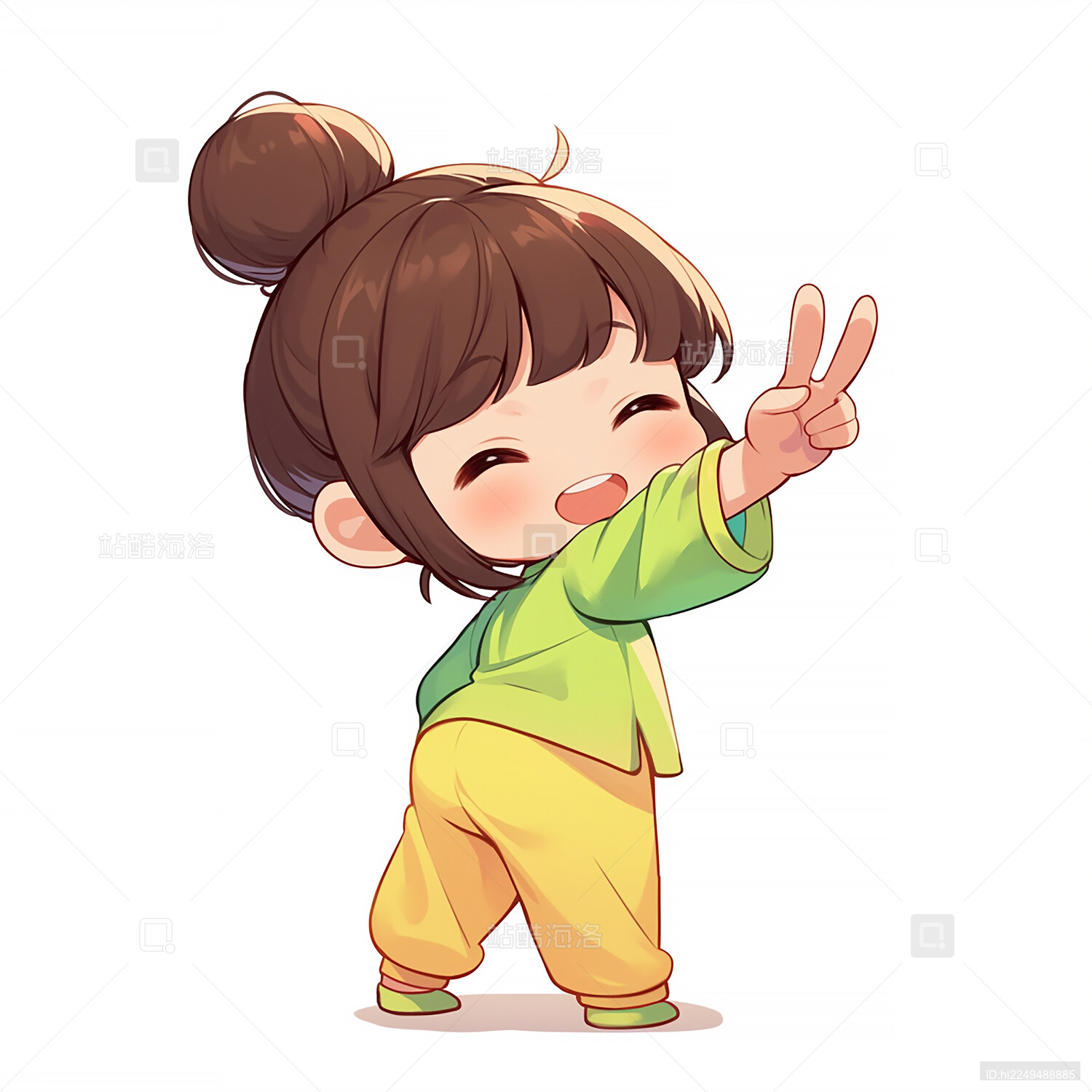 手势比耶的可爱女孩