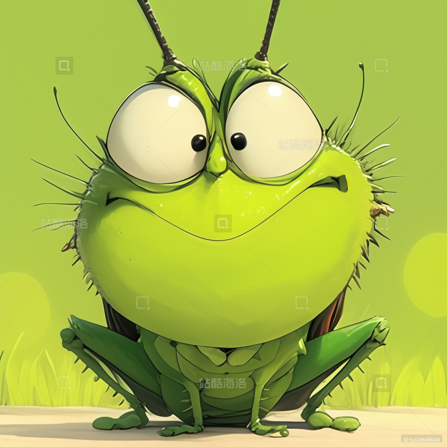 一只绿色的卡通蚂蚱