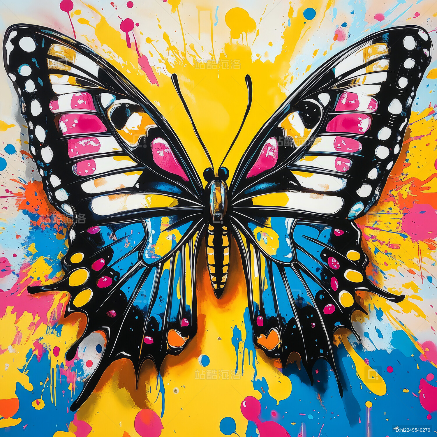 五颜六色的涂料画成的彩蝶
