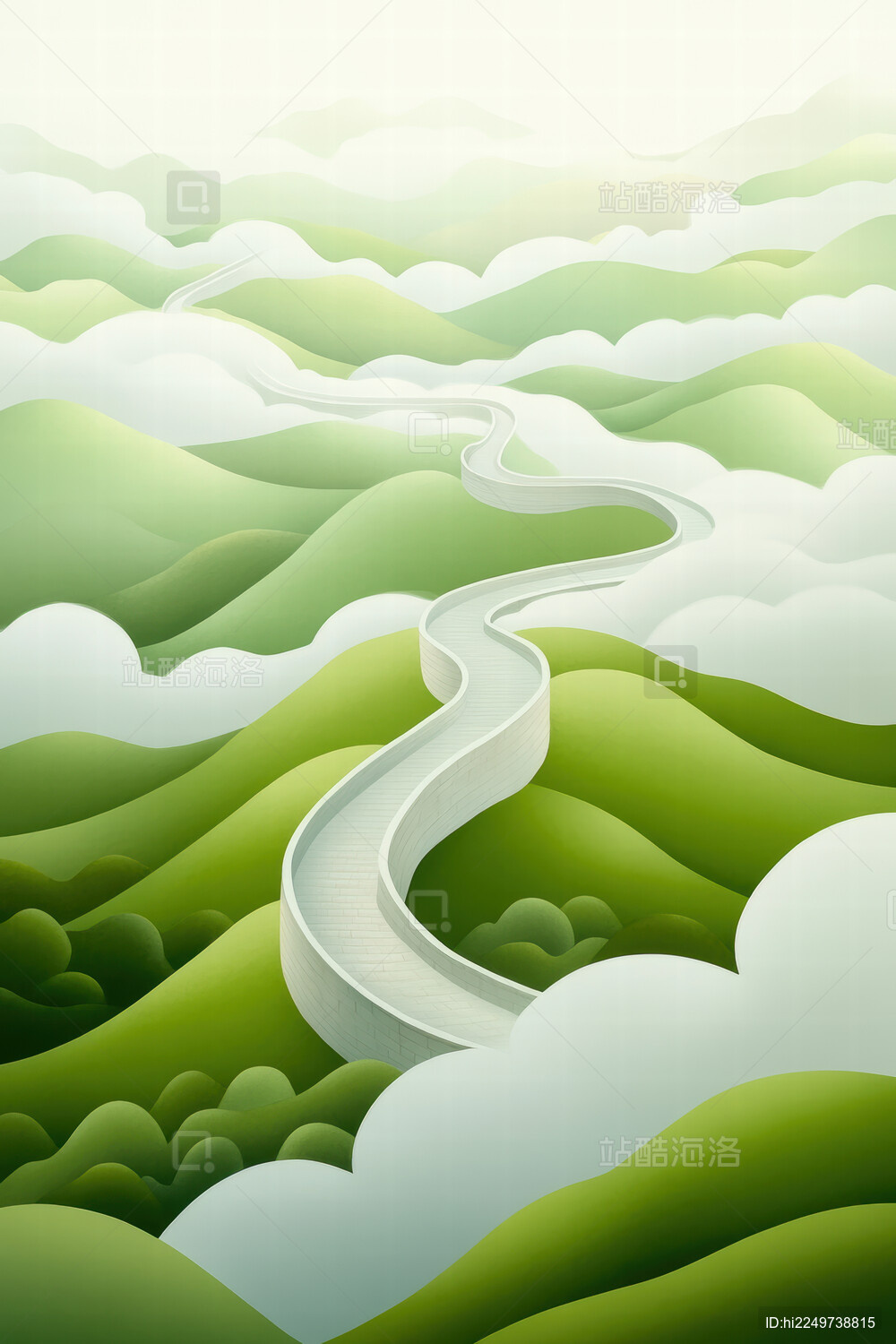 绿色山丘上的蜿蜒小路