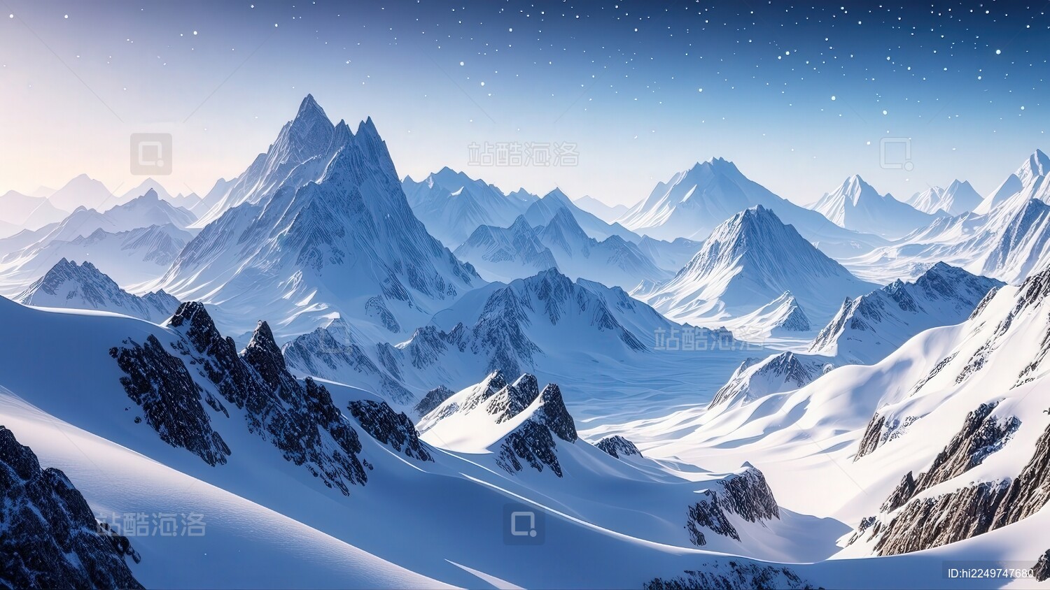 冰雪覆盖的巍峨山脉