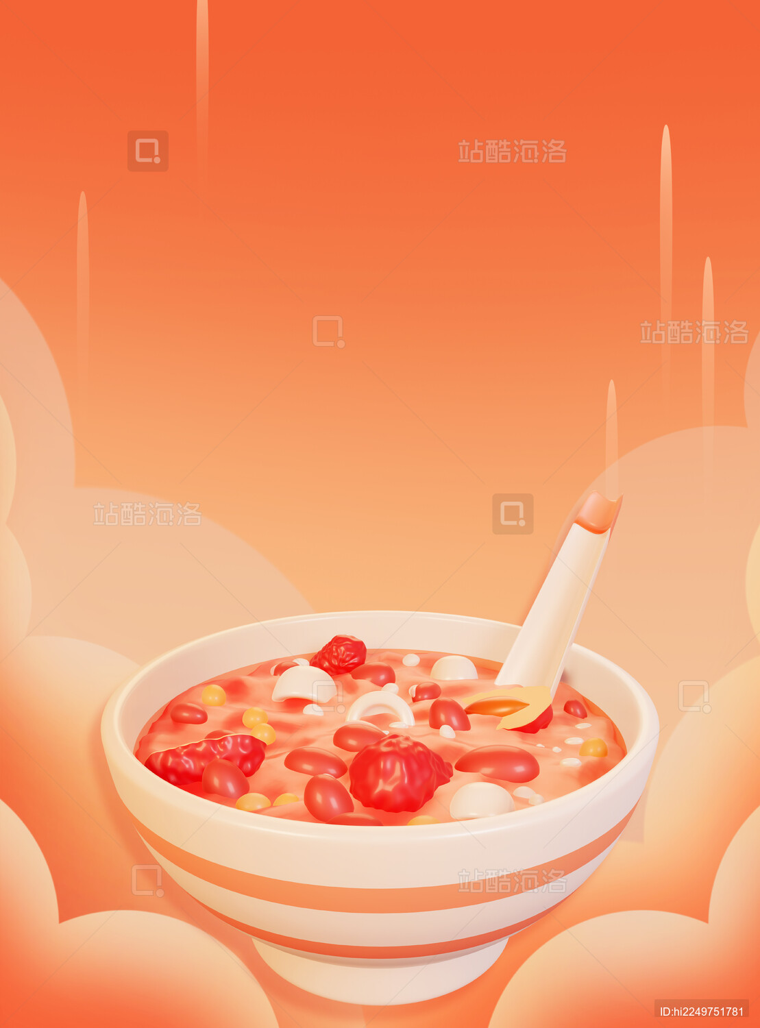 腊八节腊八粥喜庆3d立体节日插画模板