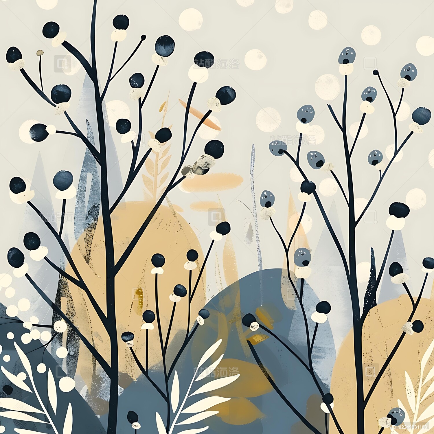 抽象花卉图案插画背景