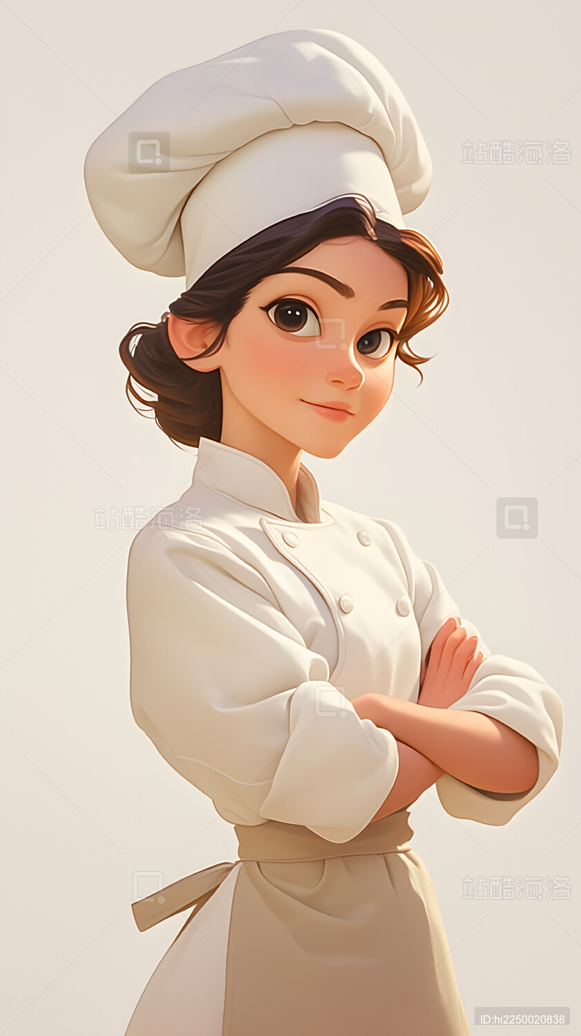 可爱卡通厨师女孩3d立体插画