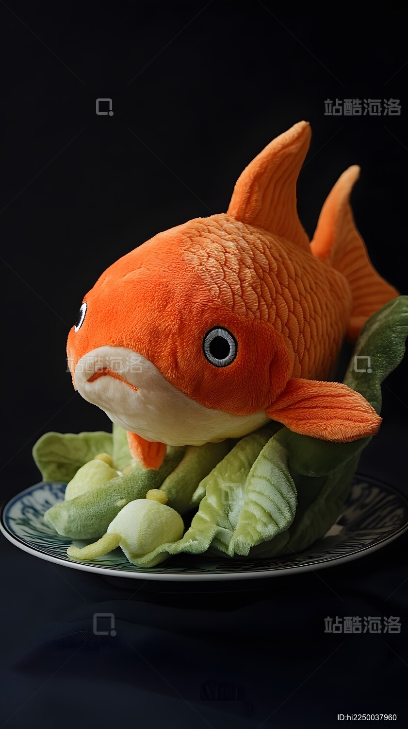 毛绒鱼模型摆盘