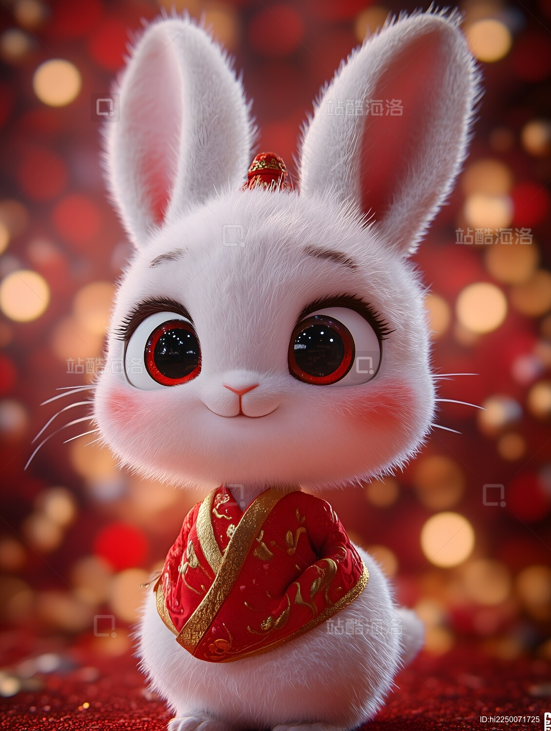 穿着红衣的可爱小白兔