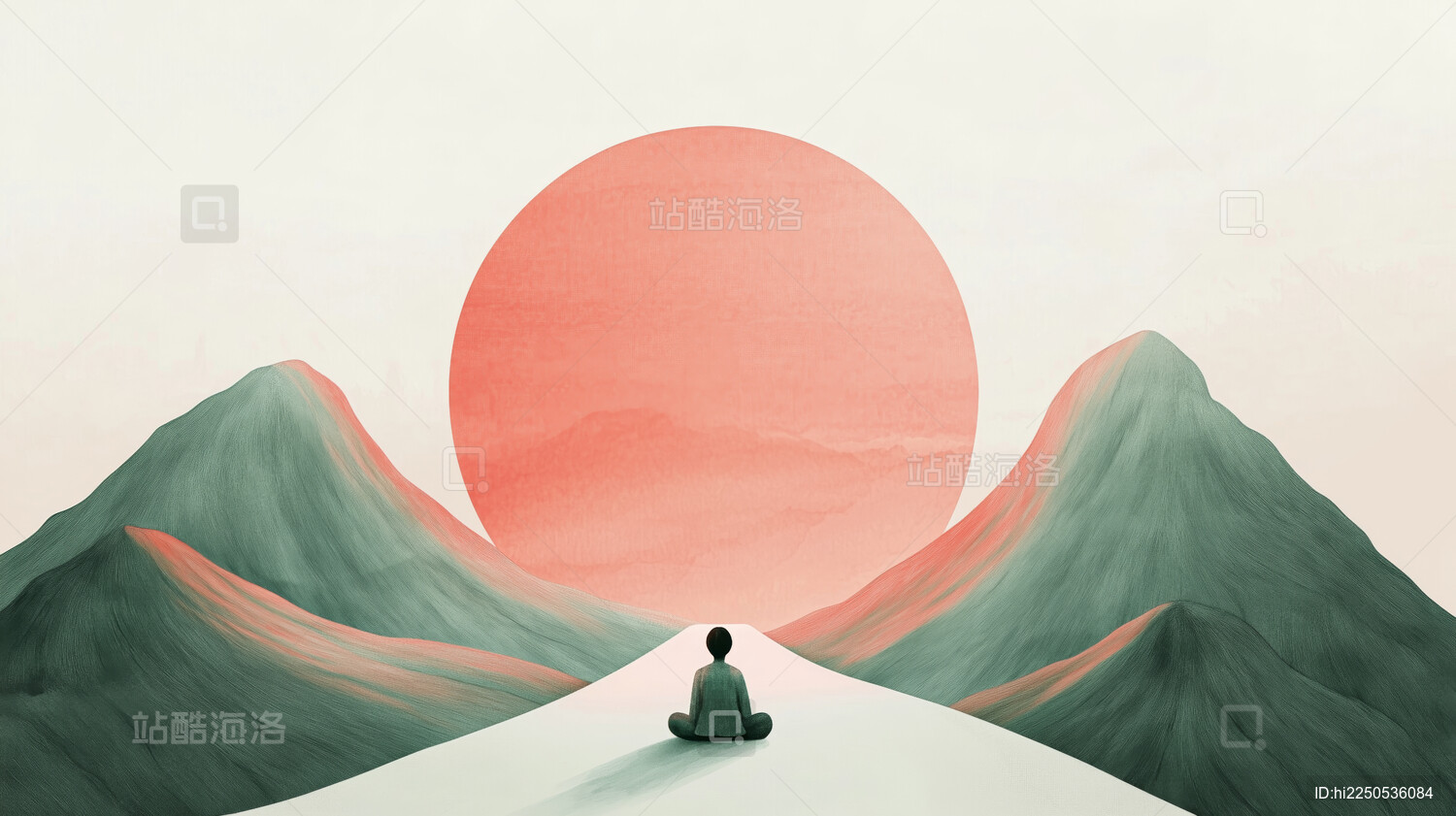 一个人正在打坐参禅插画