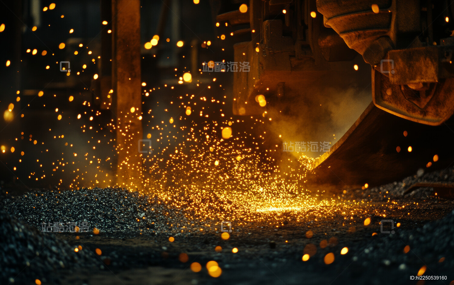 高温熔化的金属液体从炉子中流出