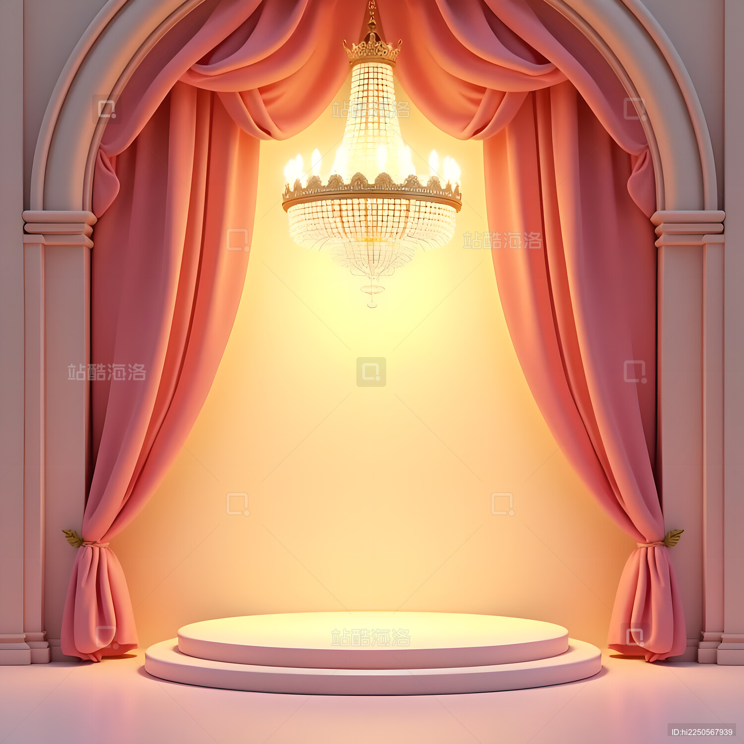 粉色水晶灯舞台效果图