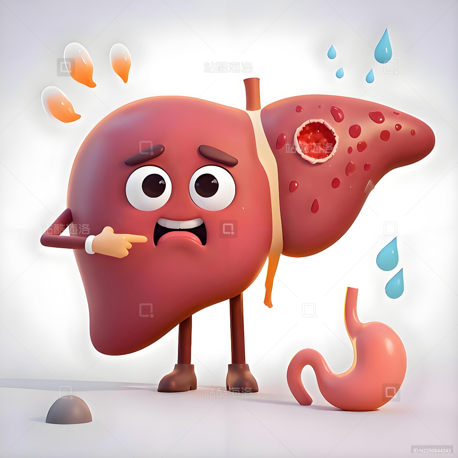 卡通风格肝脏肝病表情包宣传素材