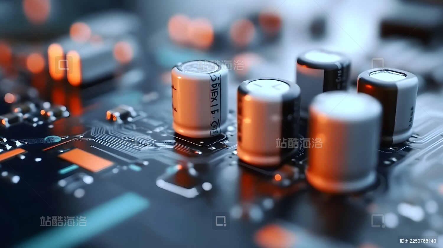 电路板上的电子元件特写