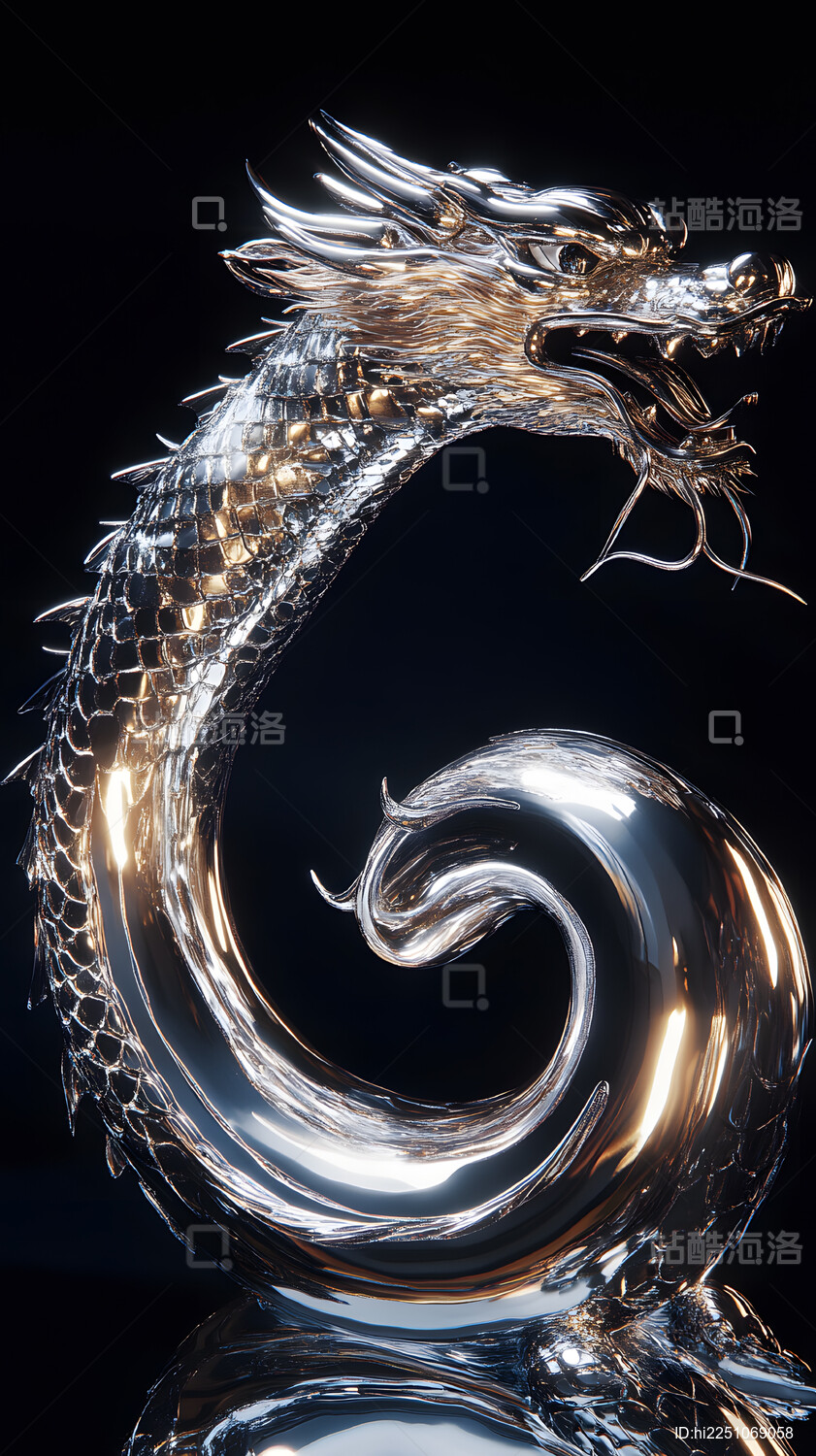 金属质感龙形雕塑艺术品