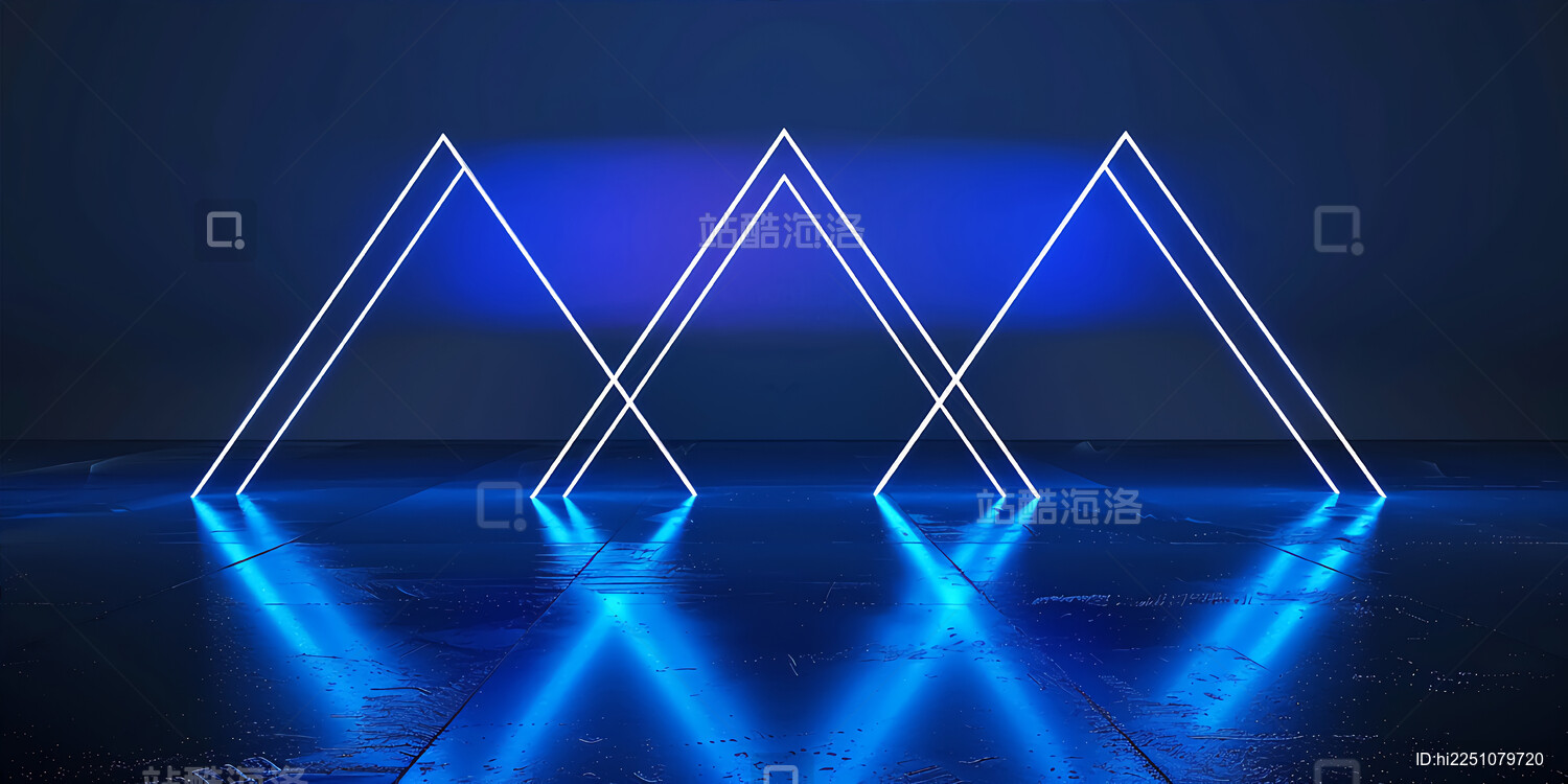 蓝色三角形体积光背景
