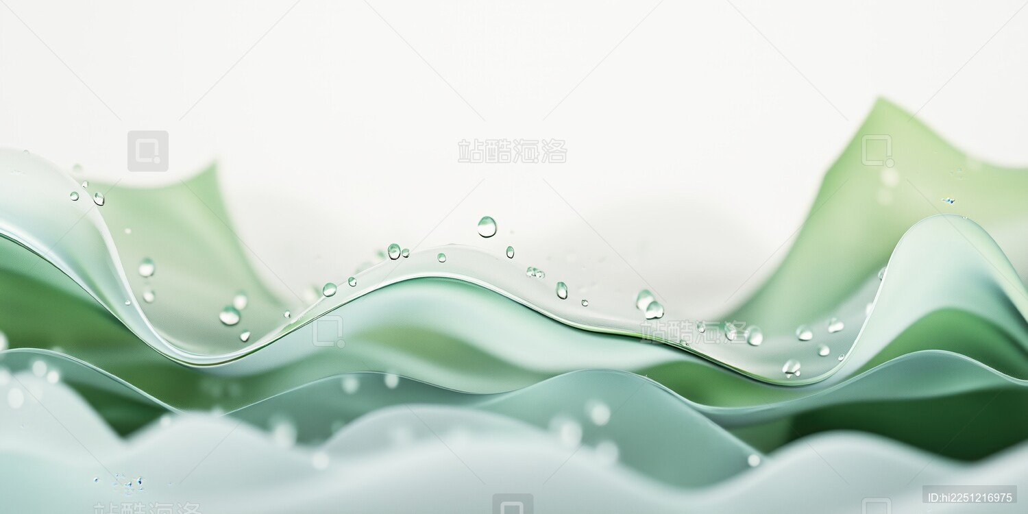 清新明亮水面涟漪上漂浮的荷叶荷花3D插画