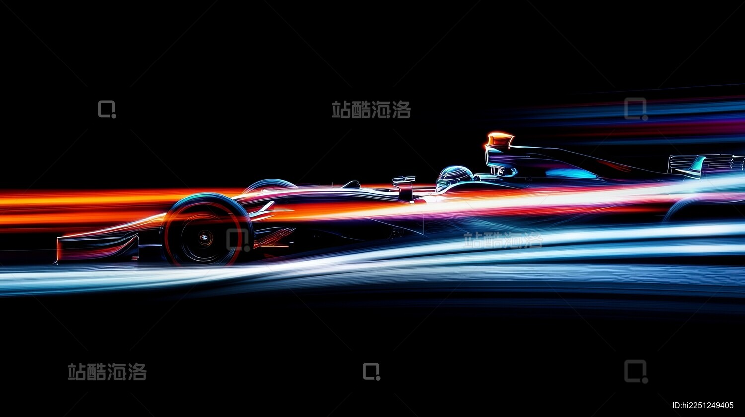 抽象科技极速飞驰的赛车