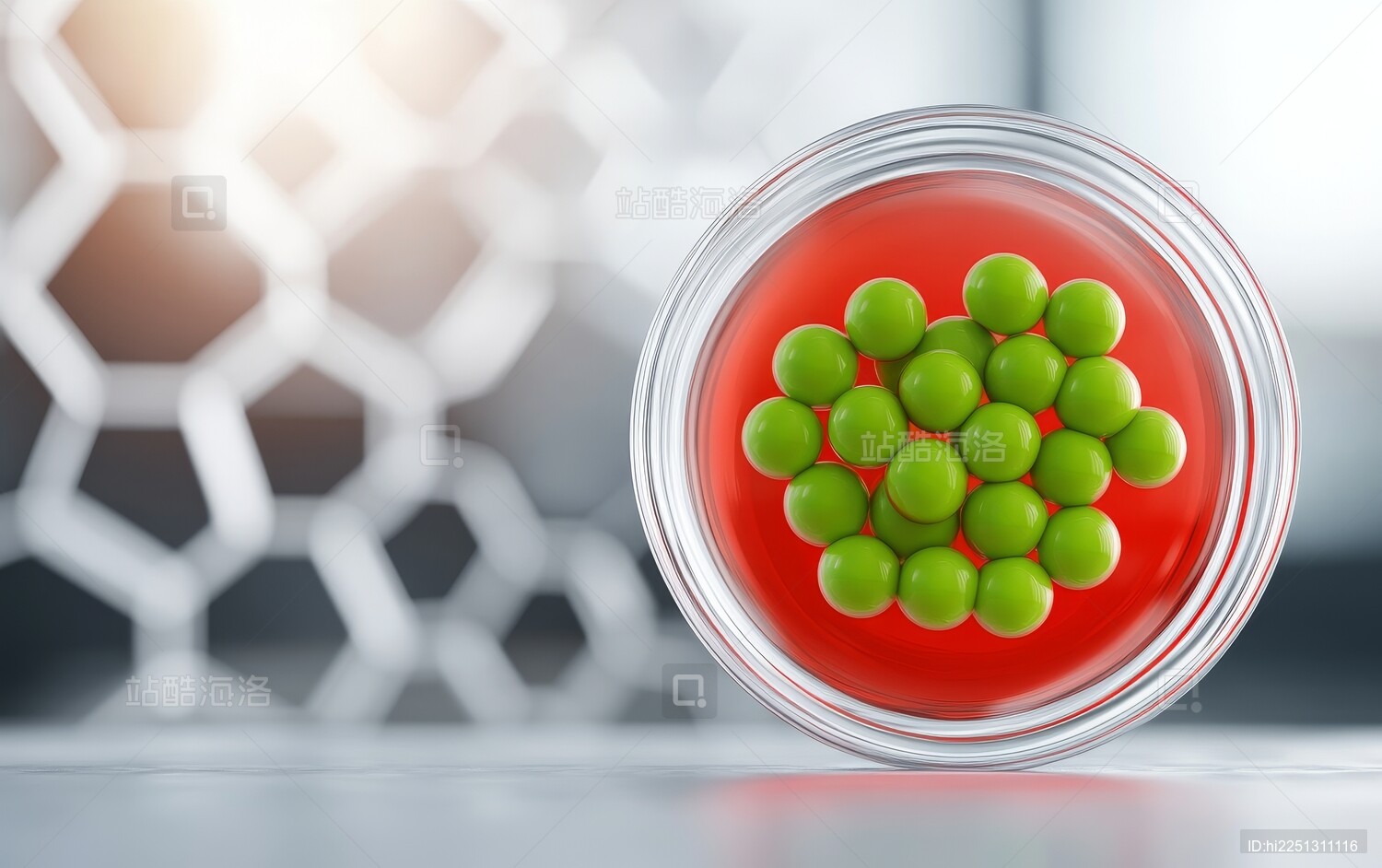 培养皿中的绿色小球