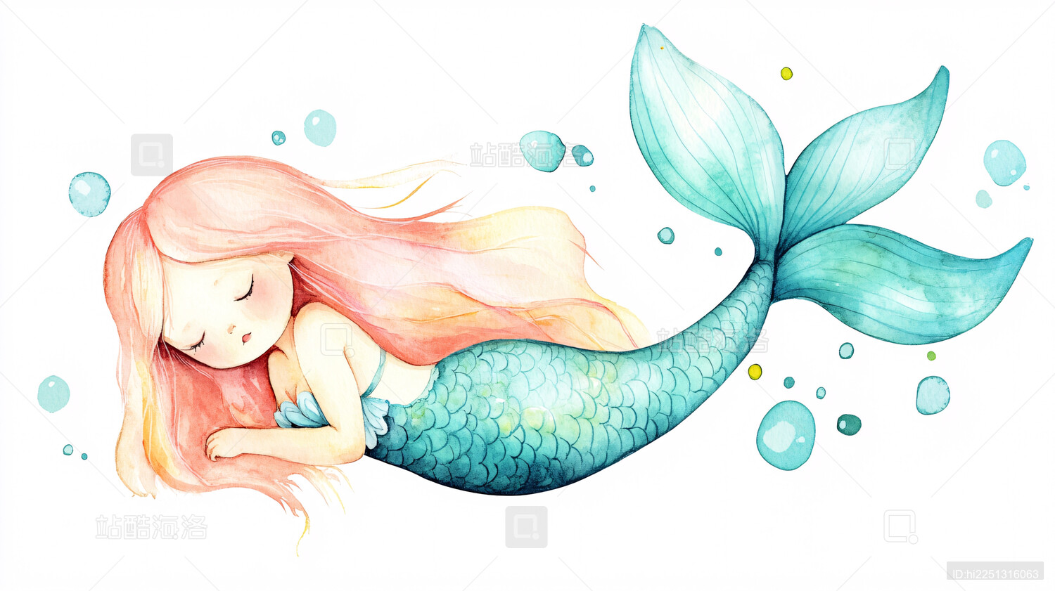 睡美人鱼水彩画