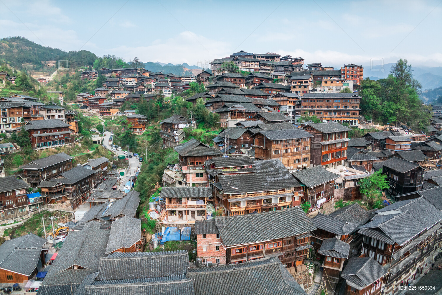 贵州黔东南雷山县西江千户苗寨航拍风光