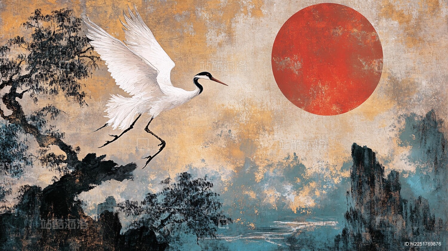 旭日东升仙鹤插画_站酷海洛_正版图片_视频_字体_音乐素材交易平台_站酷旗下品牌