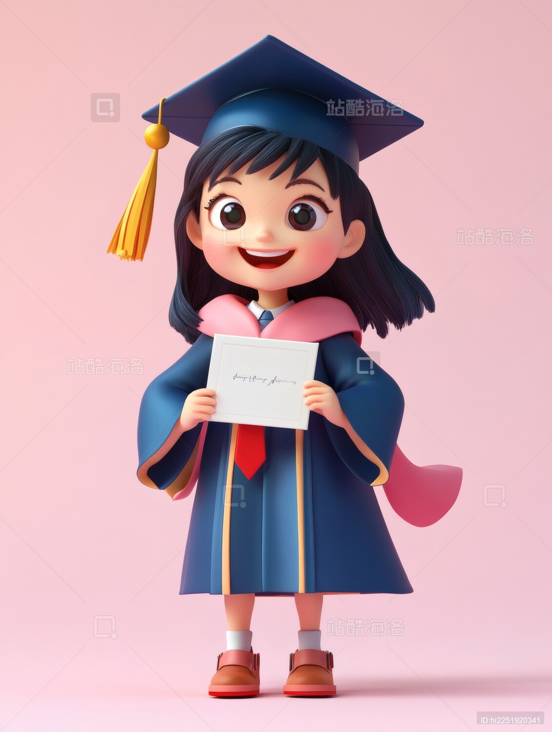 毕业生卡通形象欢乐毕业典礼