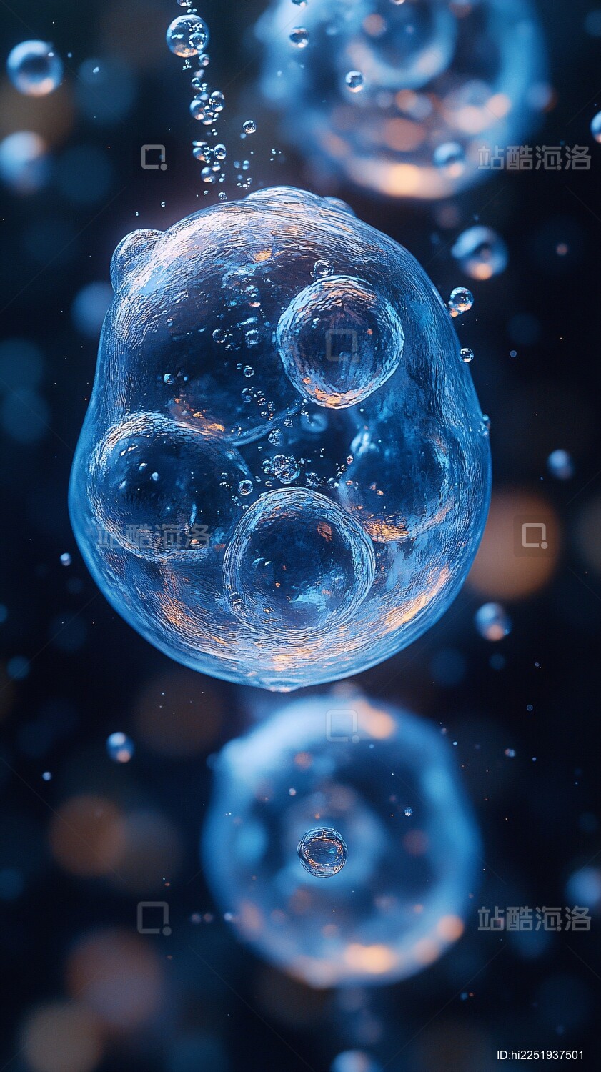 蓝色透明细胞微观图像