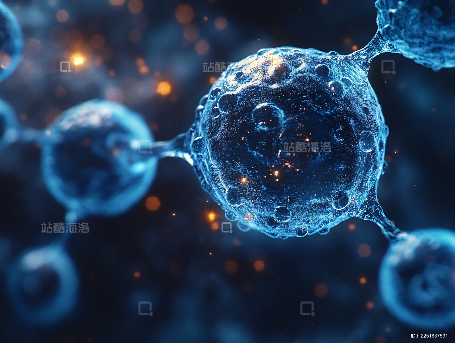 蓝色透明细胞微观图像