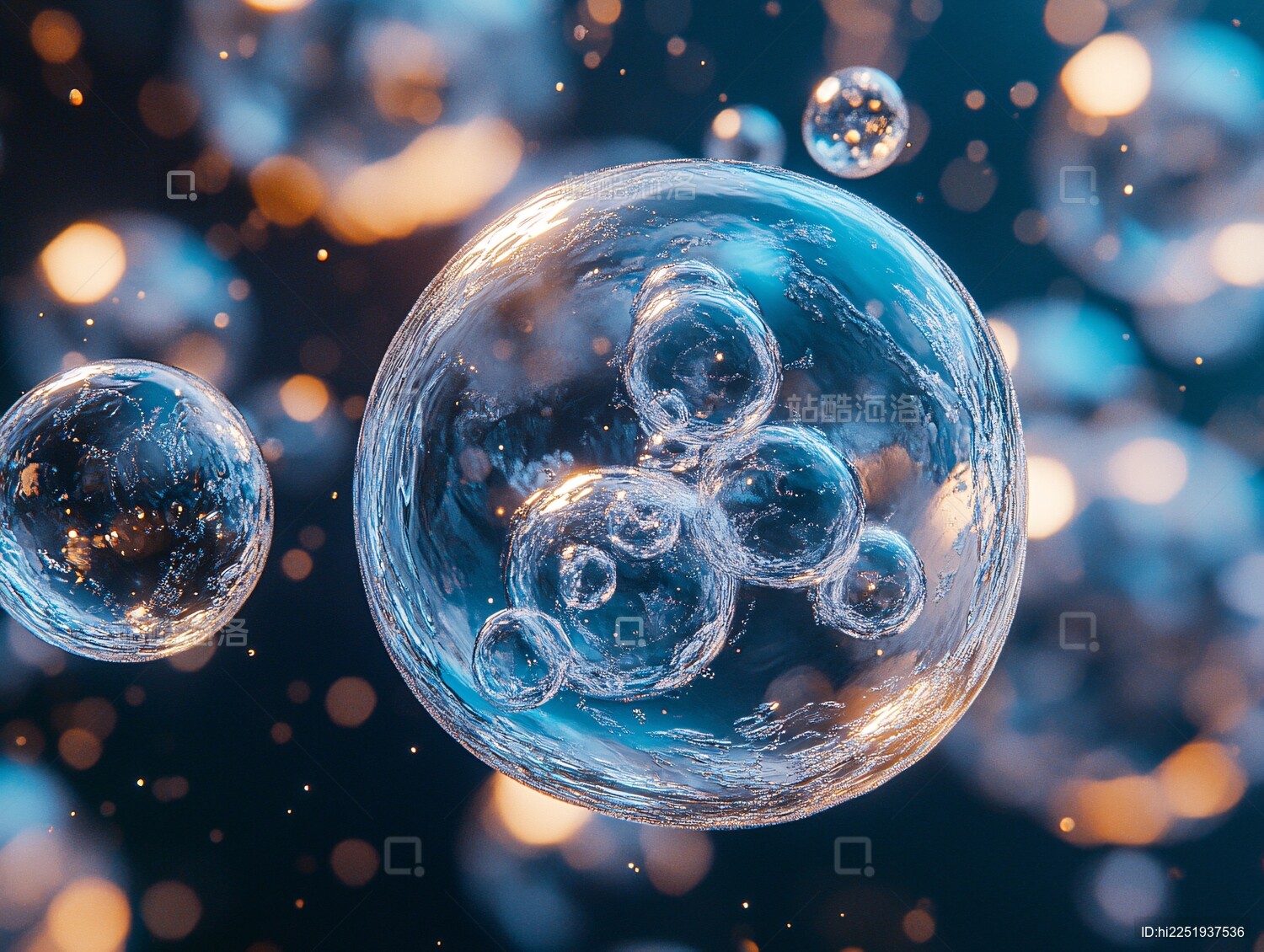 蓝色透明细胞微观图像