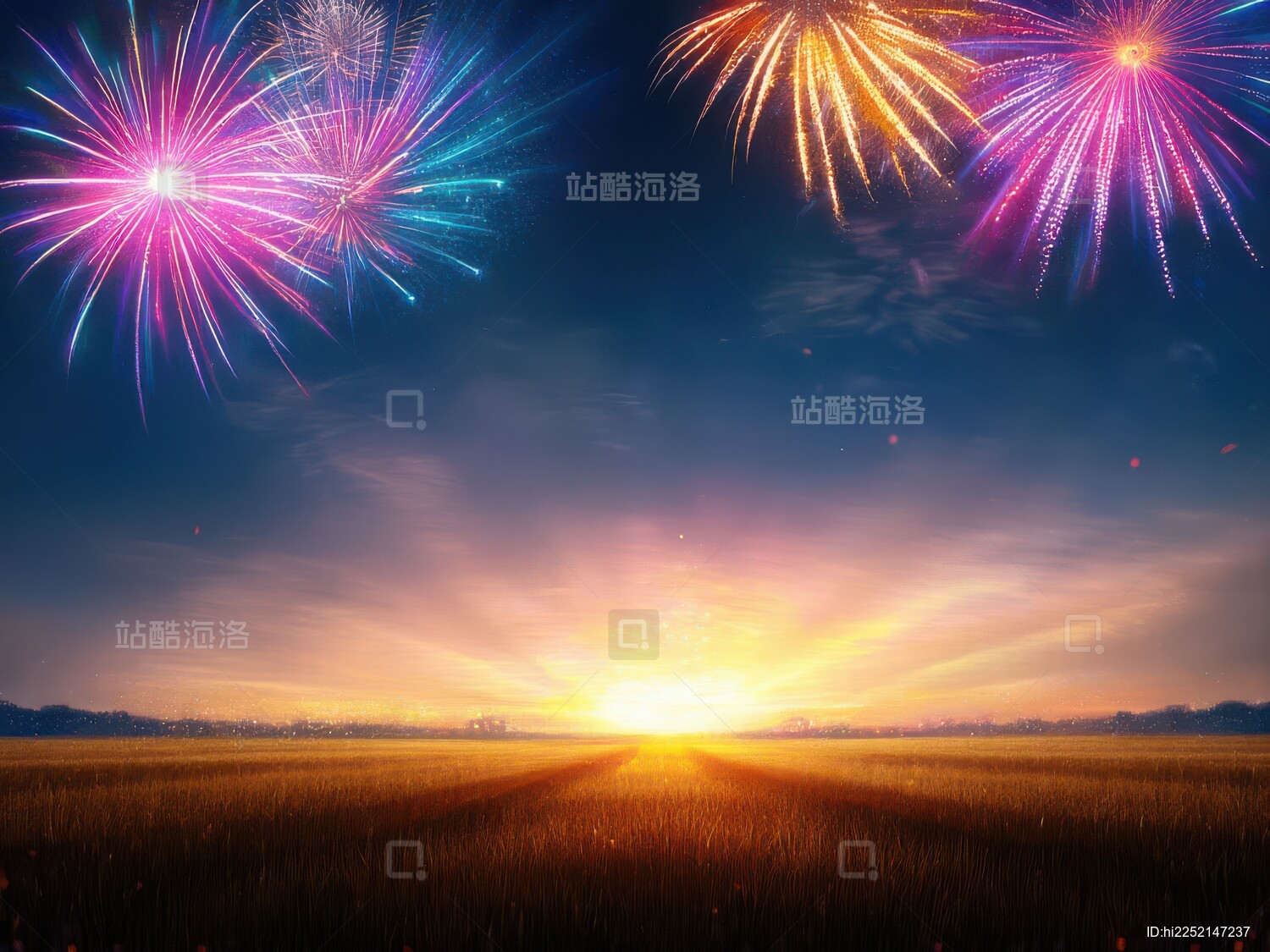 春节烟花插画背景