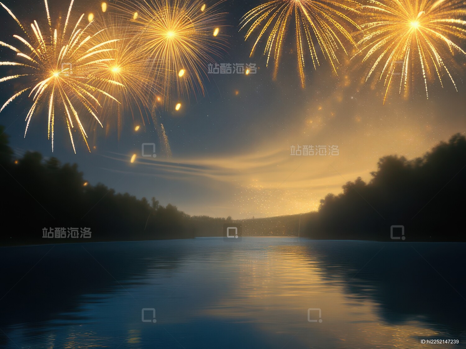 春节烟花插画背景