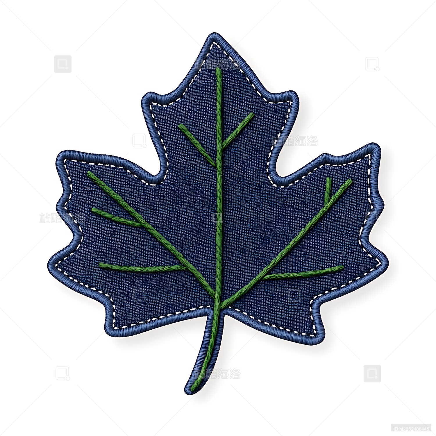 蓝色枫叶刺绣图