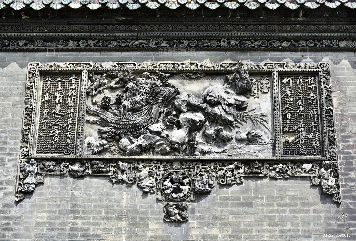 广东省广州陈家祠古建筑雕塑石雕壁画墙
