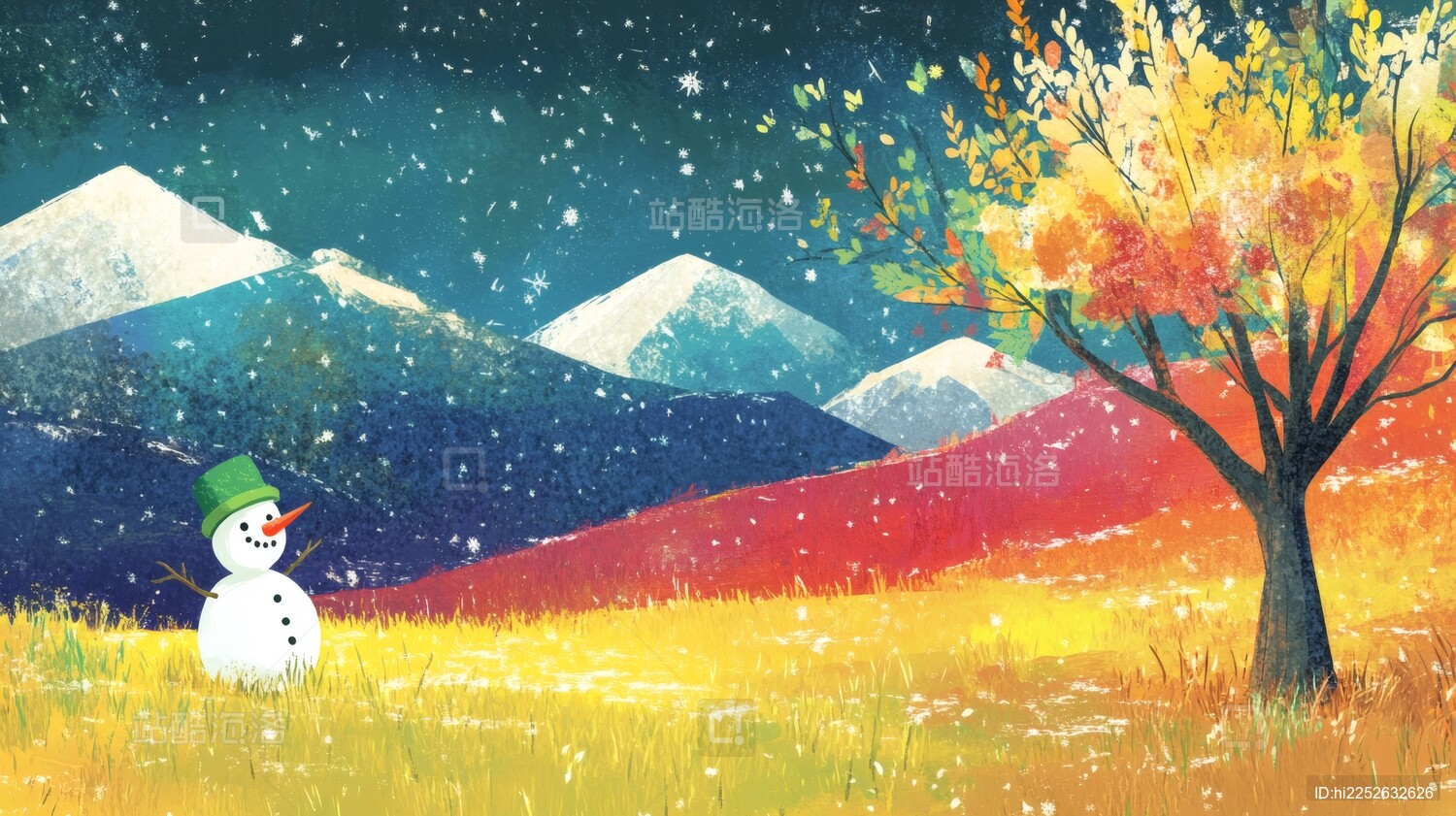 冬日雪地女孩仰望星空