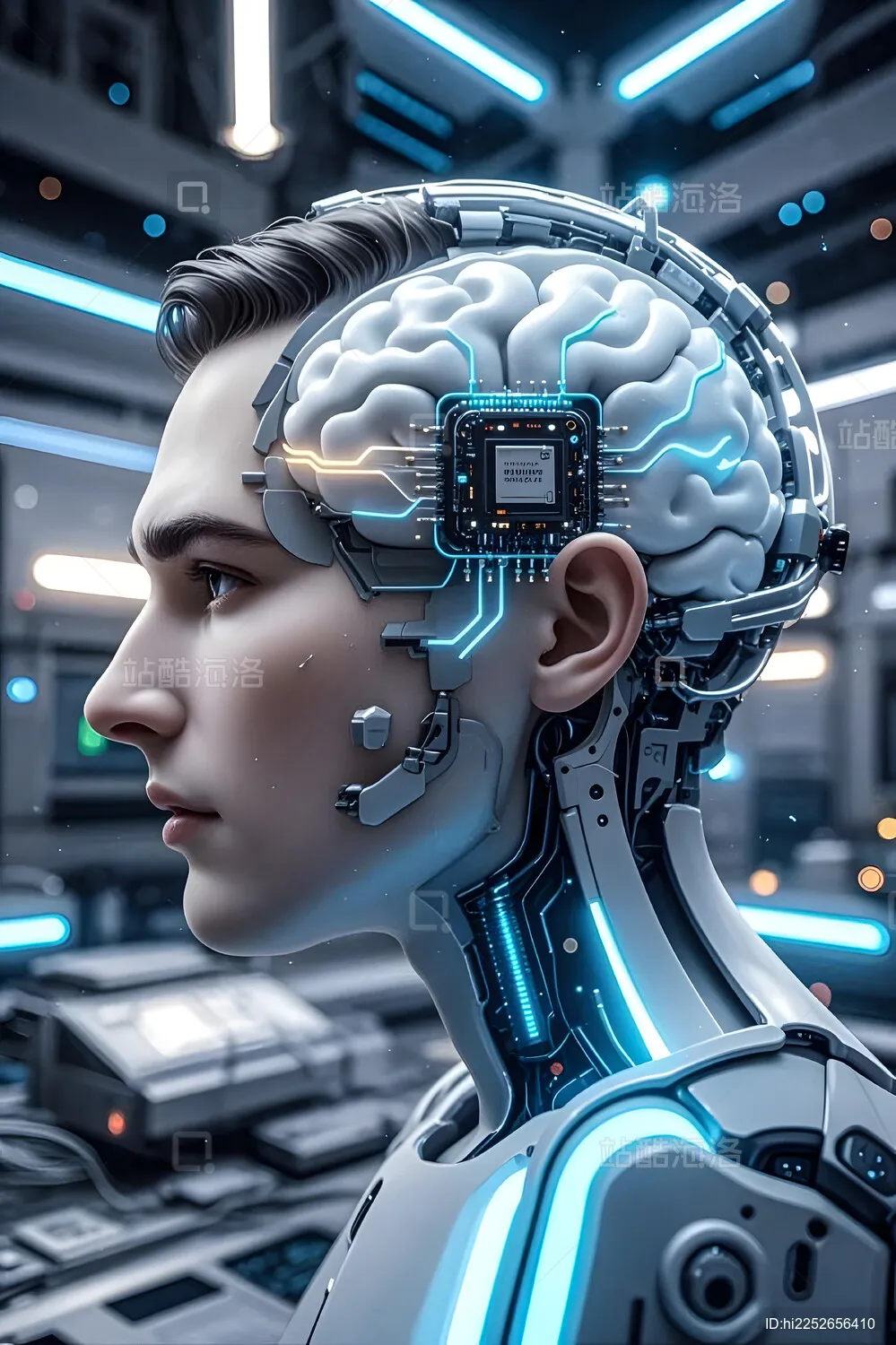 未来3d人工智能ai科技脑接口芯片机器人