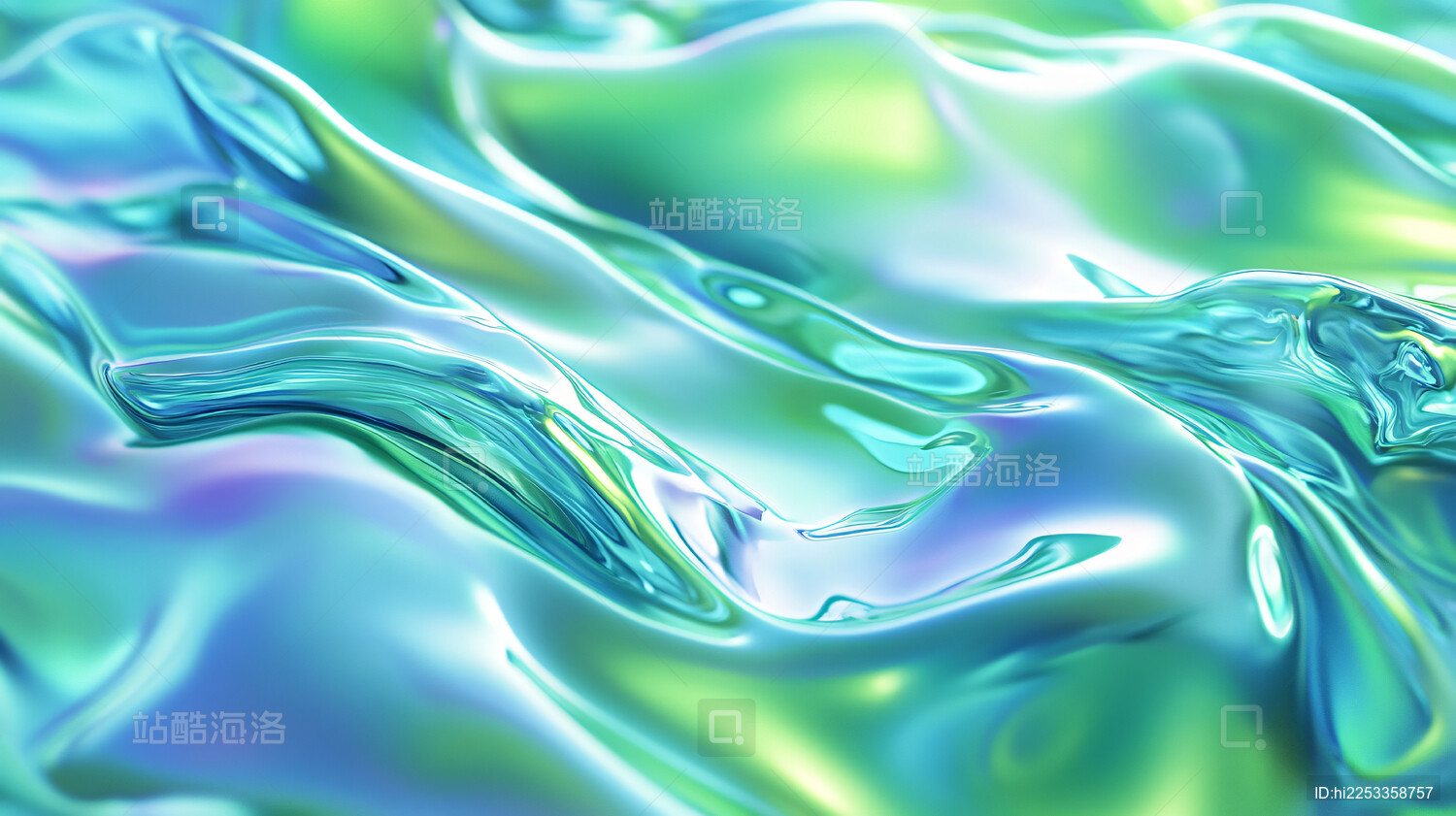 色彩流动的蓝绿质感画面