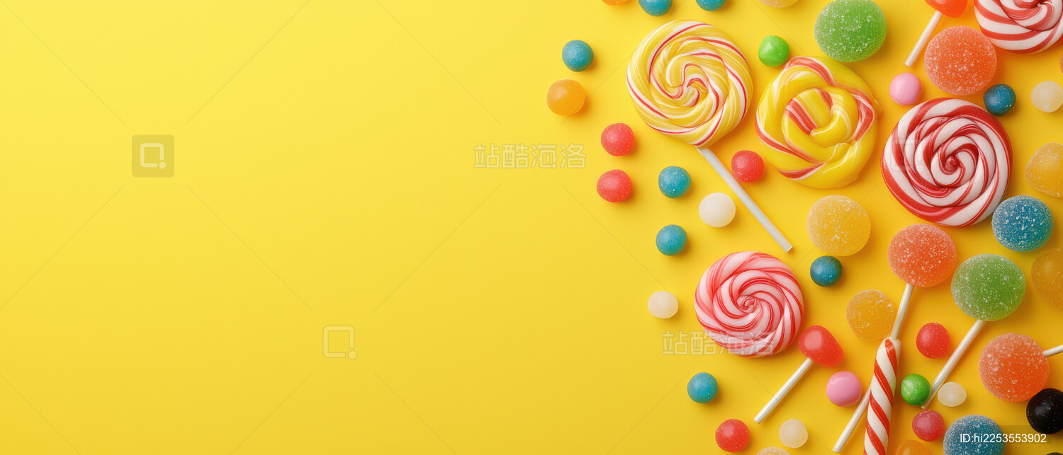 五彩缤纷的糖果和棒棒糖