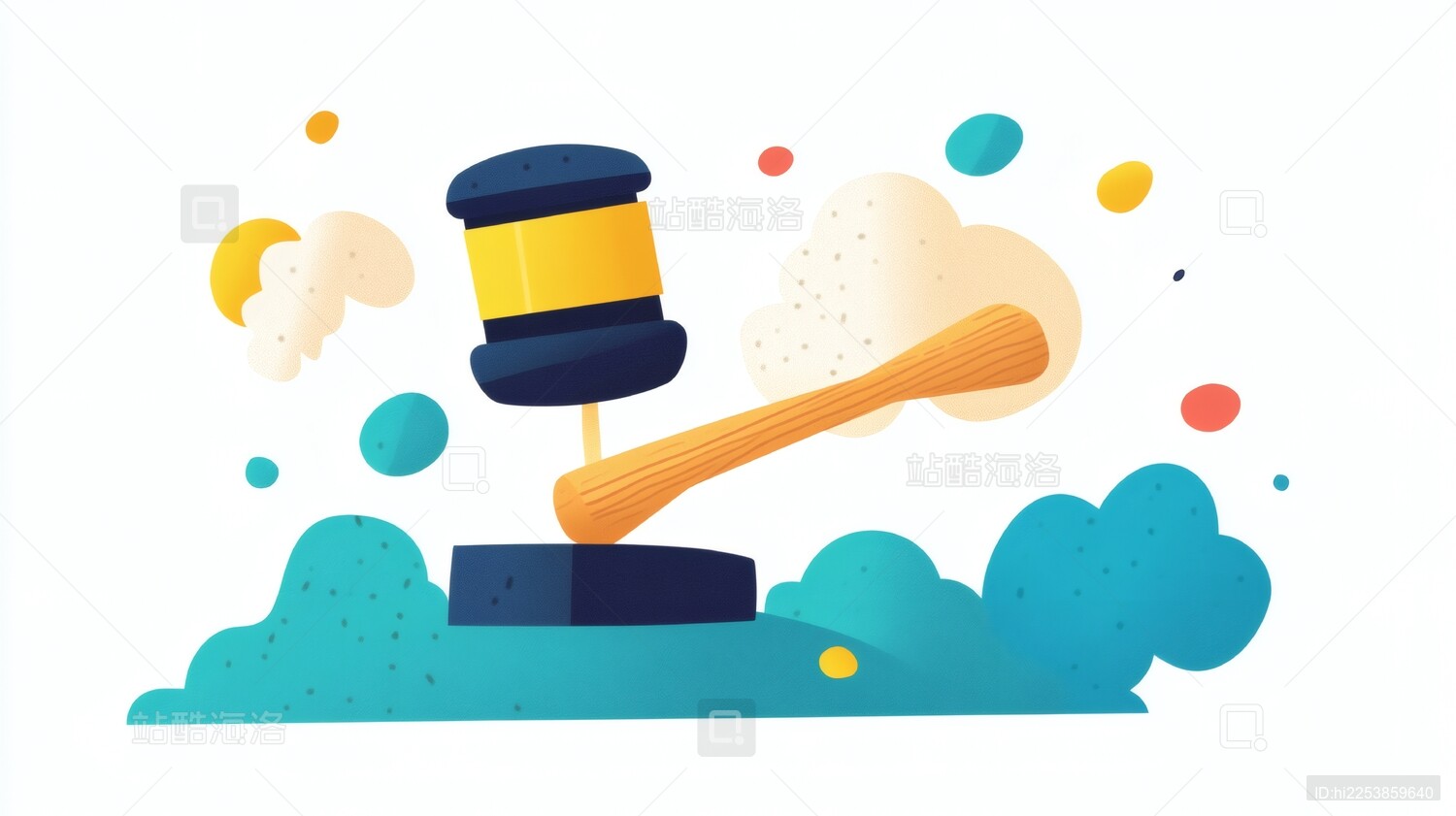 卡通法槌挥动律动场景